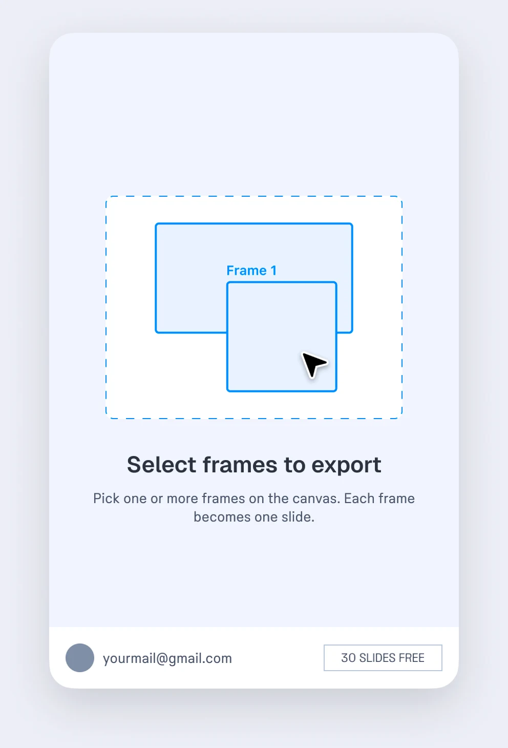 FigPPT asks you to select frames on the canvas